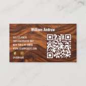 Moderne Holzschreinerei Logo QR Code Visitenkarte (Rückseite)