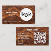 Moderne Holzschreinerei Logo QR Code Visitenkarte (Vorne/Hinten)