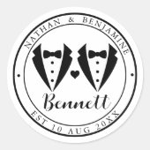 Moderne Homosexuelle-Hochzeit Runder Aufkleber (Vorderseite)