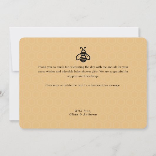 Moderne Honey Bee Baby Dusche Dankeskarte (Rückseite)