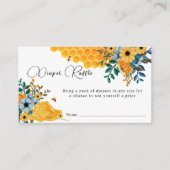 Moderne Honey Bee Floral Diaper Raffle Baby Dusche Begleitkarte (Vorderseite)