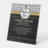 Moderne Honey Bee Honeycomb Black Yellow Workshop Sockelschild (Vorderseite)