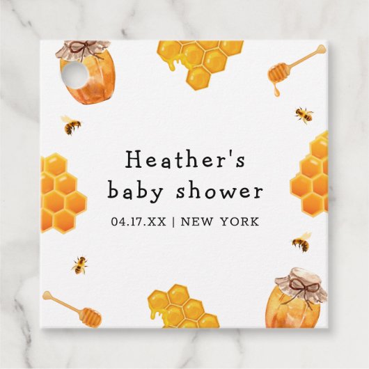 Moderne Honey Bumblebee Frame Baby Dusche Geschenkanhänger (Vorderseite)