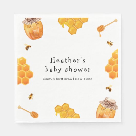 Moderne Honey Bumblebee Frame Baby Dusche Serviette (Vorderseite)