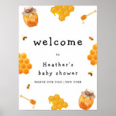 Moderne Honey Bumblebee Frame Baby Dusche Willkomm Poster (Vorne)