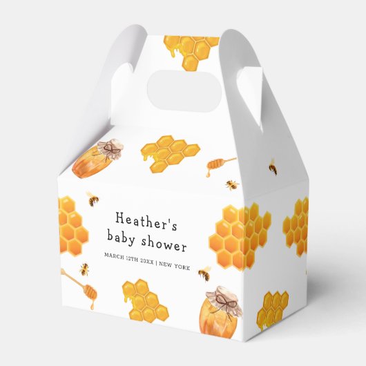Moderne Honey Bumblebee Pattern Baby Dusche Geschenkschachtel (Rückseite)