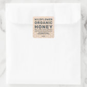 Moderne Honey Jar Label Honeybee Apiary Peach Stau Quadratischer Aufkleber (Tasche)