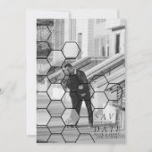 Moderne Honeycomb Save the Date | FOTO (Vorderseite)