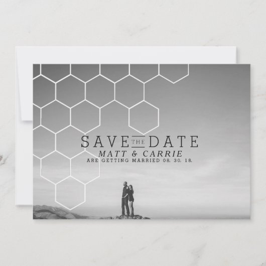 Moderne Honeycomb Save the Date | FOTO (Vorderseite)