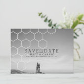 Moderne Honeycomb Save the Date | FOTO (Stehend Vorderseite)