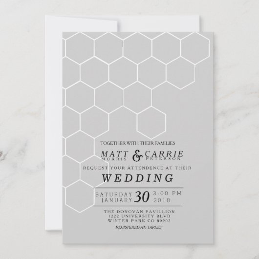 Moderne Honeycomb Wedding Einladung (Vorderseite)