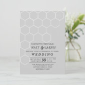 Moderne Honeycomb Wedding Einladung (Stehend Vorderseite)
