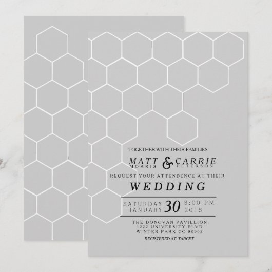 Moderne Honeycomb Wedding Einladung (Vorne/Hinten)