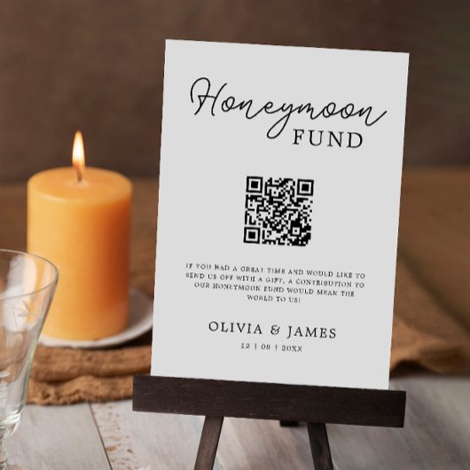 Moderne Honeymoon Fund QR Code Sign, Wedding Einladung