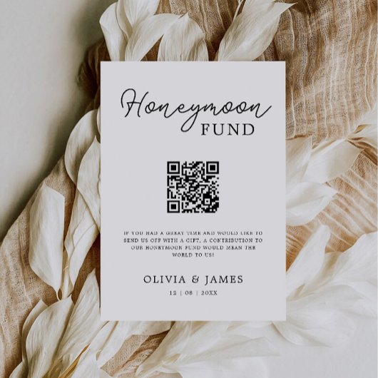 Moderne Honeymoon Fund QR Code Sign, Wedding Einladung