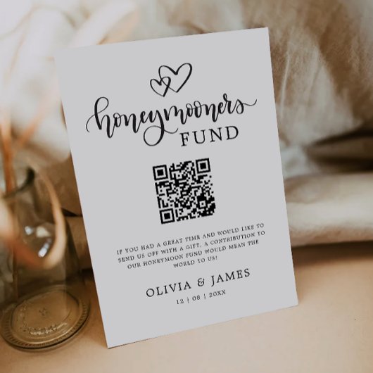 Moderne Honeymoon Fund QR Code Sign, Wedding Einladung