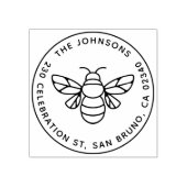 Moderne Honigbiene Name Runde Rücksendeadresse Gummistempel (Prägung)