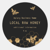 Moderne Honigbienen aus schwarzem und goldenem Hon Runder Aufkleber (Vorderseite)