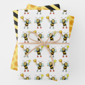 Moderne Honigbienen mit Herz- und Honigwabenmuster Geschenkpapier Set (Beispiel)