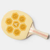 Moderne Honigwabe und Monogramm auf Elfenbein Tischtennis Schläger (Seitenansicht)