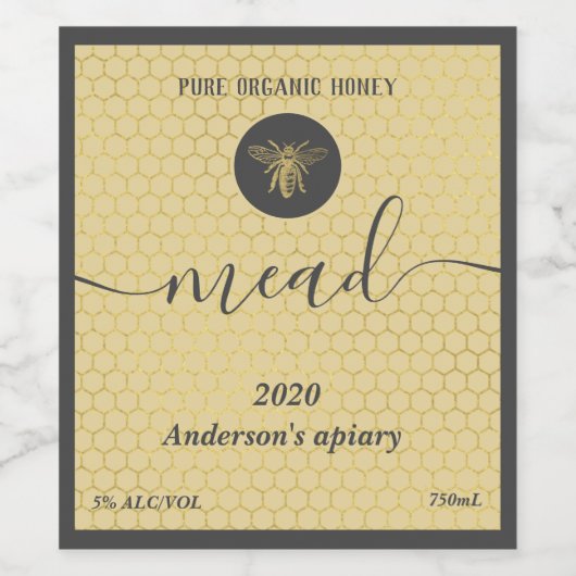 Moderne Honigwabenrübe Weinetikett (Einzelnes Label)