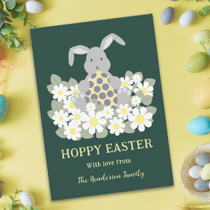 Moderne Hoppy Ostern Süße Hase Florale Personalisi Feiertagspostkarte