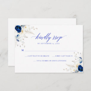 Moderne Horizon Blue Calligraphy Wedding RSVP Card Dankeskarte