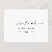 Moderne horizontale Skriptpostkarte Save the Date Einladungspostkarte (Vorderseite)