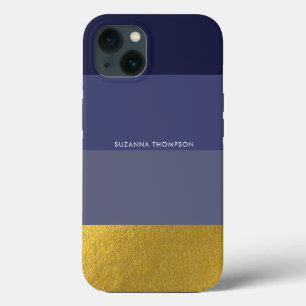 Moderne horizontale Streifen Navy Blue & Gold Foil Case-Mate iPhone Hülle