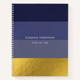 Moderne horizontale Streifen Navy Blue & Gold Foil Notizblock