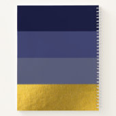 Moderne horizontale Streifen Navy Blue & Gold Foil Notizblock (Rückseite)
