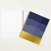 Moderne horizontale Streifen Navy Blue & Gold Foil Planer (Anzeige)