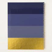 Moderne horizontale Streifen Navy Blue & Gold Foil Planer (Rückseite)