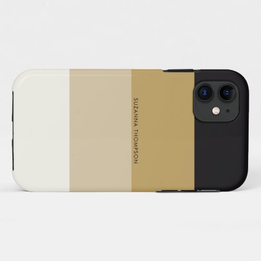 Moderne horizontale Streifen Schwarz-Gold Farbtöne Case-Mate iPhone Hülle (Rückseite (Horizontal))
