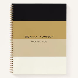 Moderne horizontale Streifen Schwarz-Gold Farbtöne Notizblock