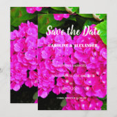 Moderne Hortensien rosa Blumen Sommerhochzeit Save The Date (Vorne/Hinten)