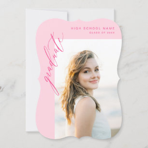 Moderne Hot-Pink-Foto-Graduierungsparty Einladung