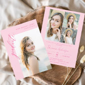 Moderne Hot-Pink-Foto-Graduierungsparty Einladung