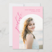 Moderne Hot-Pink-Foto-Graduierungsparty Einladung (Vorderseite)