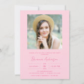 Moderne Hot-Pink-Foto-Graduierungsparty Einladung (Rückseite)