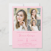 Moderne Hot-Pink-Foto-Graduierungsparty Einladung (Rückseite)