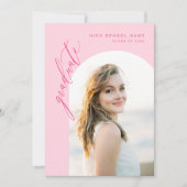 Moderne Hot-Pink-Foto-Graduierungsparty Einladung (Vorderseite)
