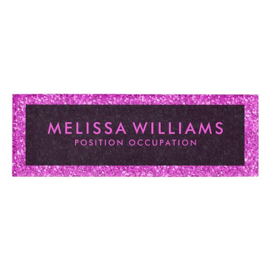 Moderne Hot Pink Imitate Glitzer Namenschild (Vorderseite)