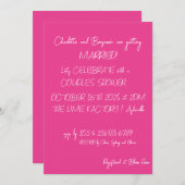 Moderne Hot Pink Lettering Trendy Couples Dusche Einladung (Vorne/Hinten)