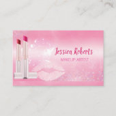 Moderne Hot-Pink-Lippen Makeup Artist Visitenkarte (Vorderseite)