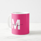 Moderne Hot Pink Monogramm Kaffeetasse (Vorderseite Links)