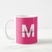 Moderne Hot Pink Monogramm Kaffeetasse (Links)