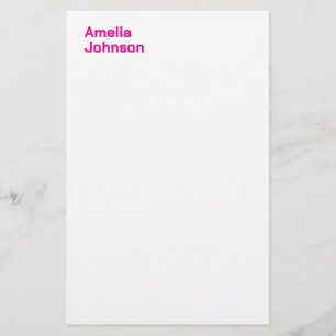 Moderne Hot Pink Name Minimalist Professionell Briefpapier