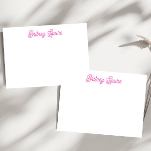 Moderne Hot Pink Personalisierte Monogramm und Nam Mitteilungskarte