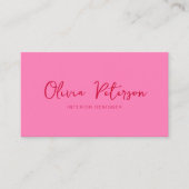 Moderne Hot Pink Red Calligraphy Visitenkarte (Vorderseite)